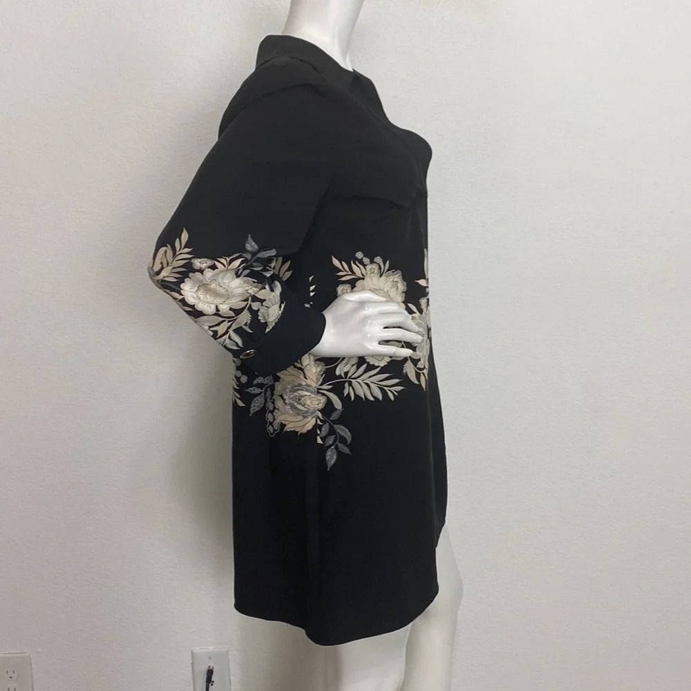 Zara Black Floral Mini Dress - Picture 4 of 9